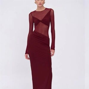 SUBOO AUGUSTE LONG SLEEVE MESH JERSEY MAXI DRESS!!